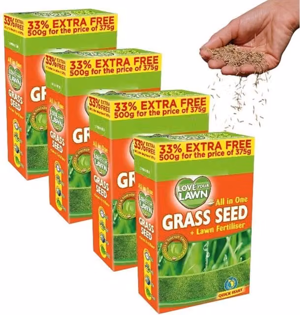 Chatsworth 4x All In One Lawn Fertiliser with Fast Grass Seed, Brown and Multicolour