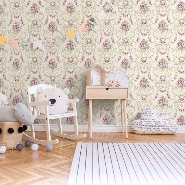 SK Filson Vintage Botanical Floral Wallpaper in Purple
