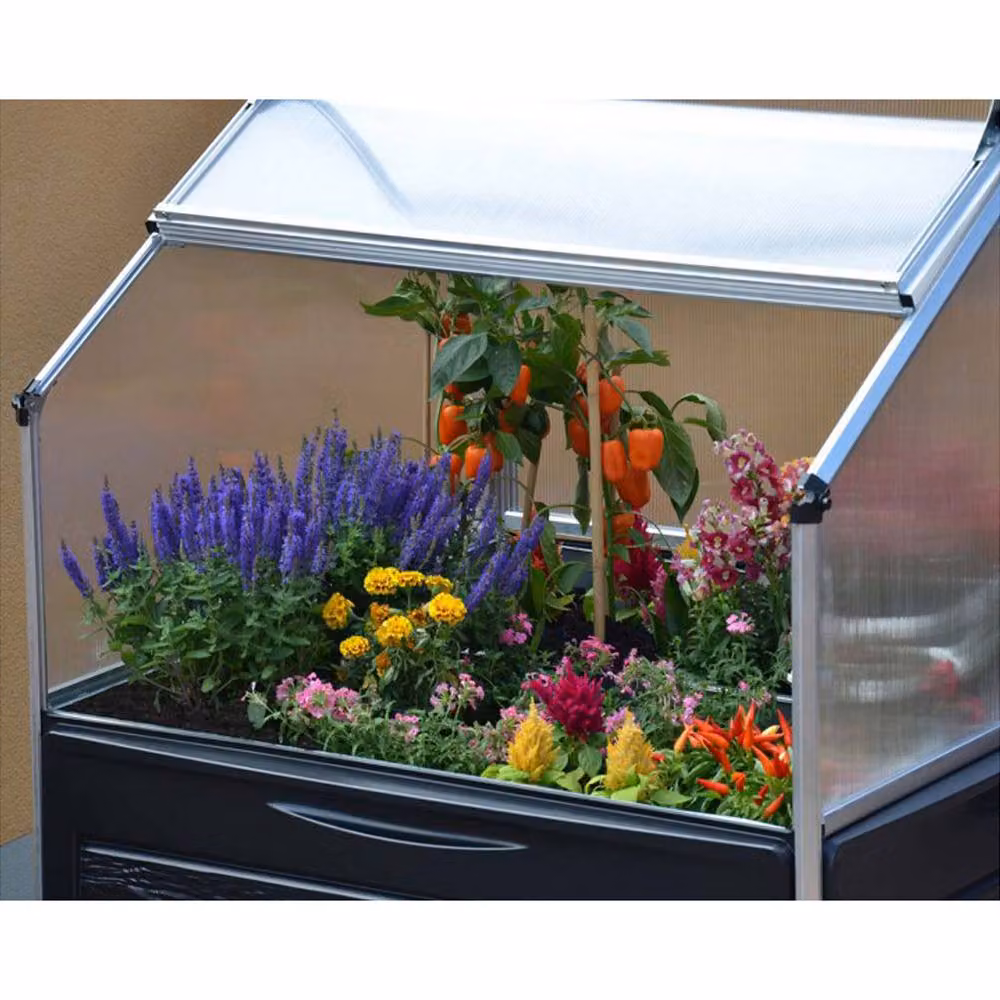 Palram Plant Inn Greenhouse with Clear Polycarbonate Glazing, Silver, W: 118 cm, D: 118 cm, H: 148 cm – 2