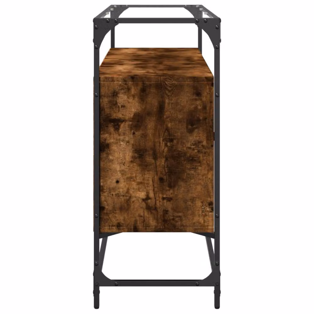 Berkfield Home Smoked Oak Sideboard with Glass Top in Brown, W/D/H: 98 x 35 x 81 cm – 4