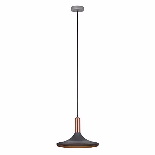 Netlighting Modern Suspended Dome Pendant Light in Grey and Copper with E27 Socket