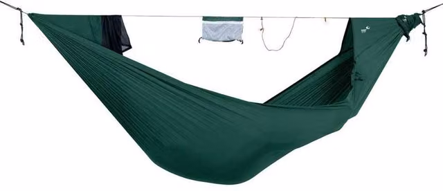 Ticket to the Moon Lightest Pro Hammock with Insect Protection and Integrated Ridgeline, Dark Green