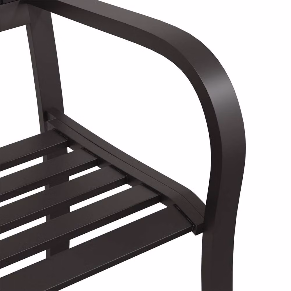 Berkfield Home Durable Garden Bench in Black Steel, W: 125 cm, H: 77 cm, D: 53 cm – 4