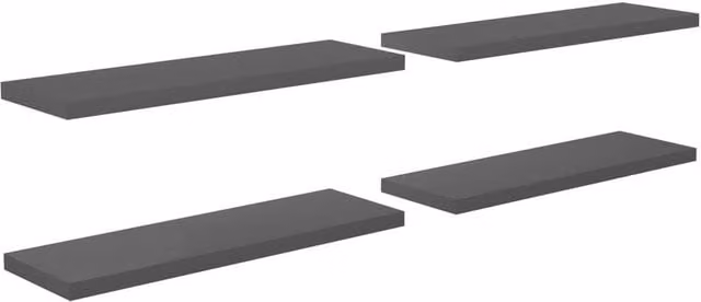 Berkfield Home Floating Wall Shelves, 4 Piece Set, High Gloss Grey, W/D/H: 120 x 23.5 x 4 cm – 1