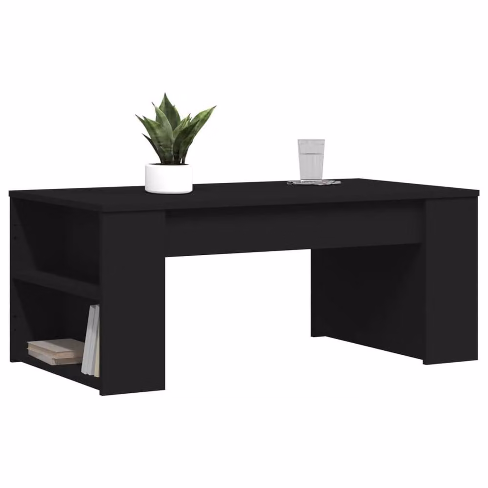 Berkfield Home Black Rectangular Coffee Table in Engineered Wood W/D/H: 102 x 55 x 42 cm – 3