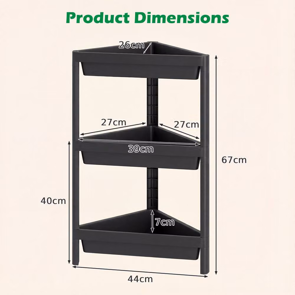 Costway 2-Piece Black 3-Tier Detachable Corner Shower Caddy Freestanding Bathroom Standing Shelves – 4