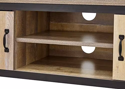 GFW Boston Industrial TV Unit with Oak Wood Effect and Grey Frame, W: 113.0 cm, H: 39.2 cm, D: 43.0 cm – 3