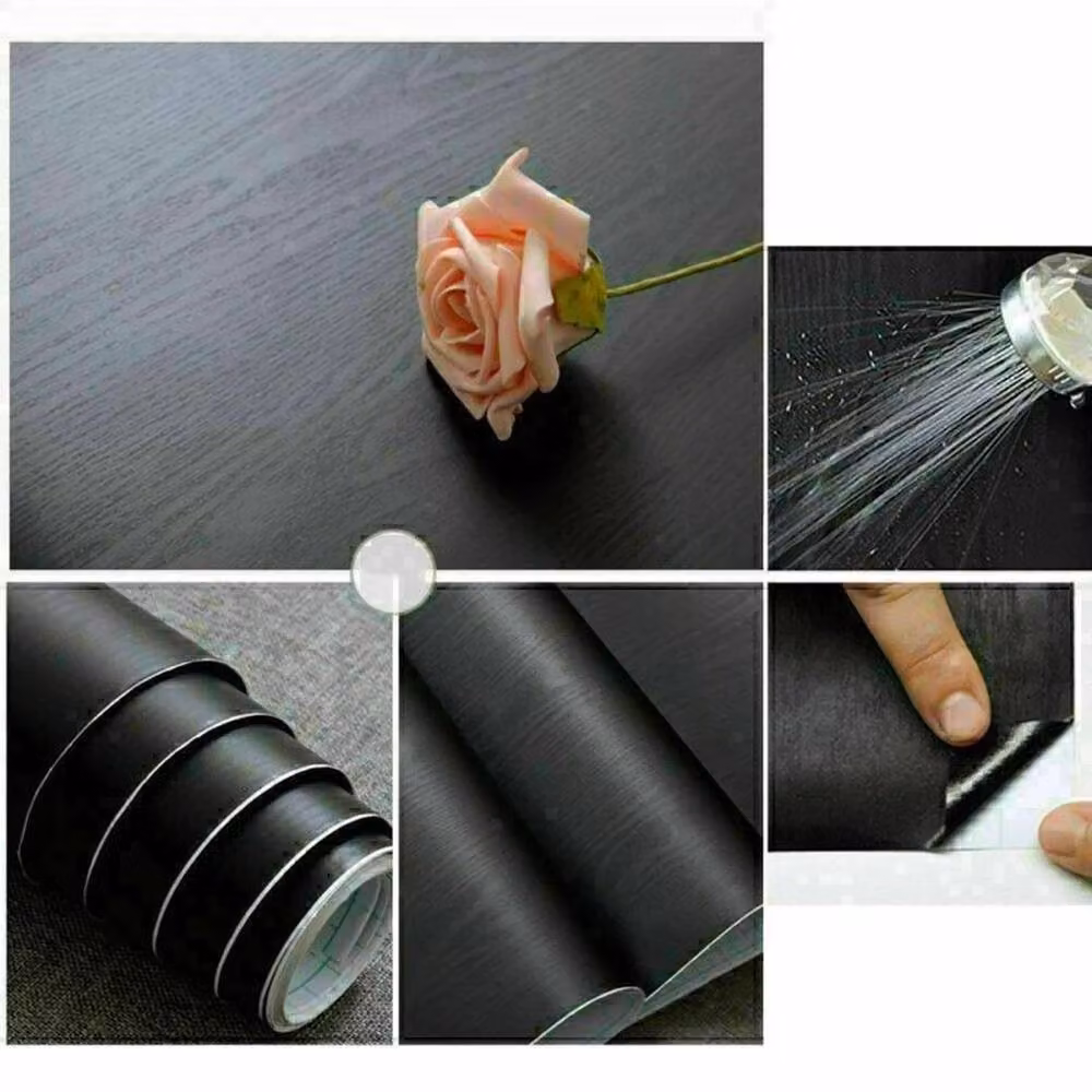 NESTLUNE Black Wood Grain Effect Self Adhesive Vinyl Wrap, W: 15 cm, H: 100 cm – 4