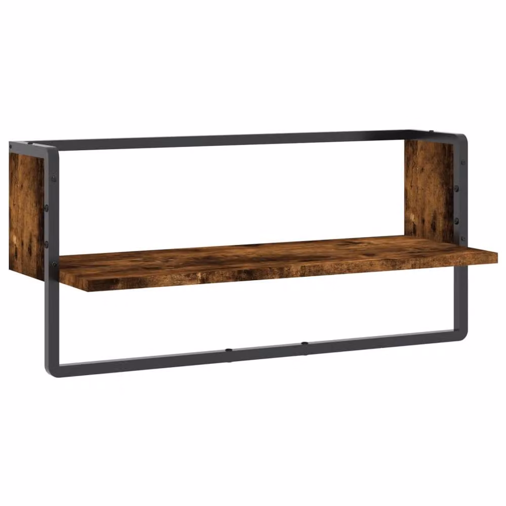 Berkfield Home Wall Mounted Bar Shelf in Smoked Oak Brown, W: 65 cm, D: 25 cm, H: 30 cm – 2