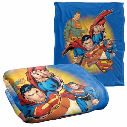 DC Comics Superman Collage Silky Touch Super Soft Fleece Throw Blanket, White, W/D/H: 152 x 127 cm – 2