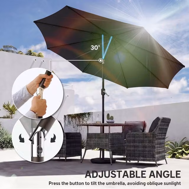 Outsunny 2.7 m Garden Parasol Umbrella with Cross Base and Sandbag, Black