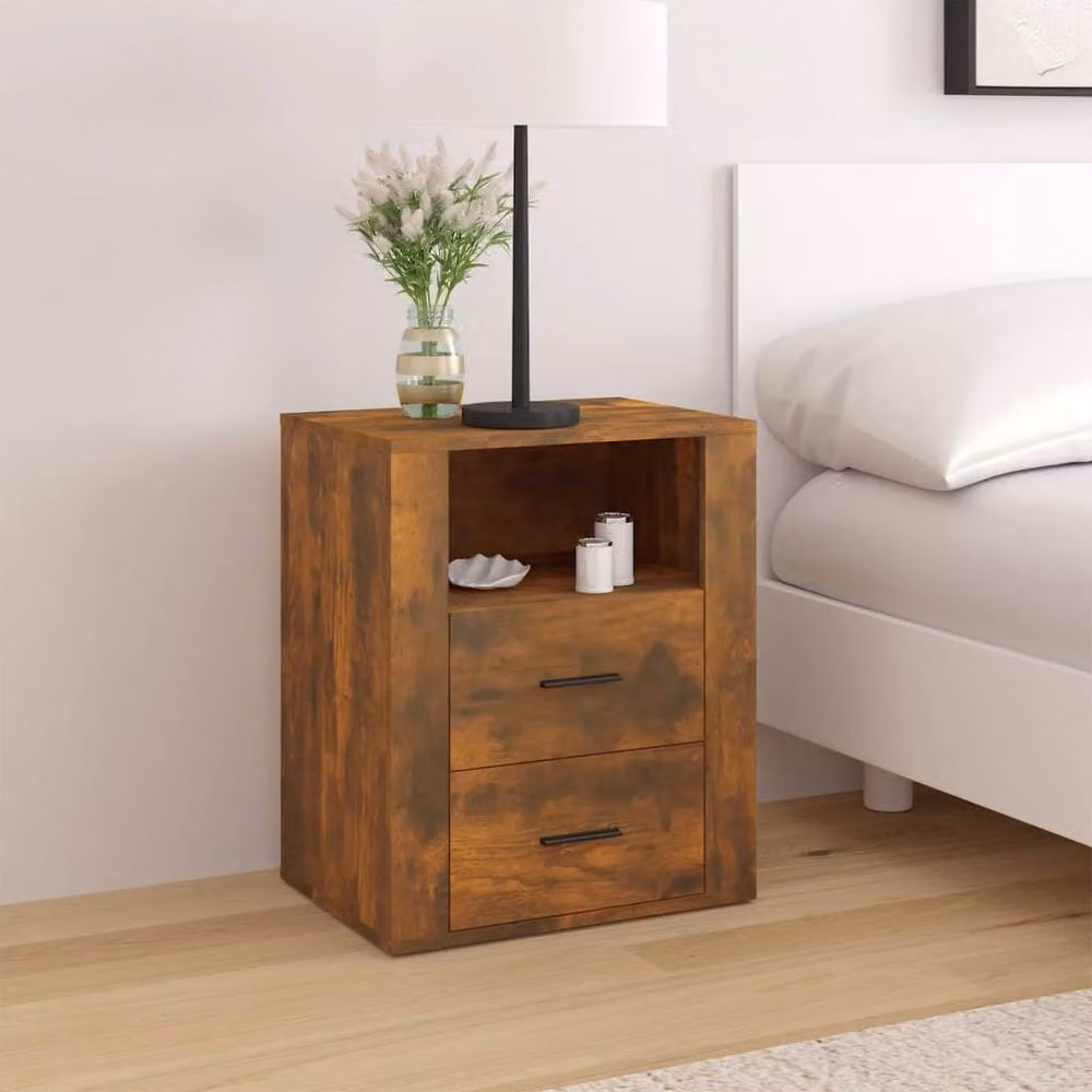 Berkfield Home Bedside Cabinet in Smoked Oak Brown, W/D/H: 50 x 36 x 60 cm – 2