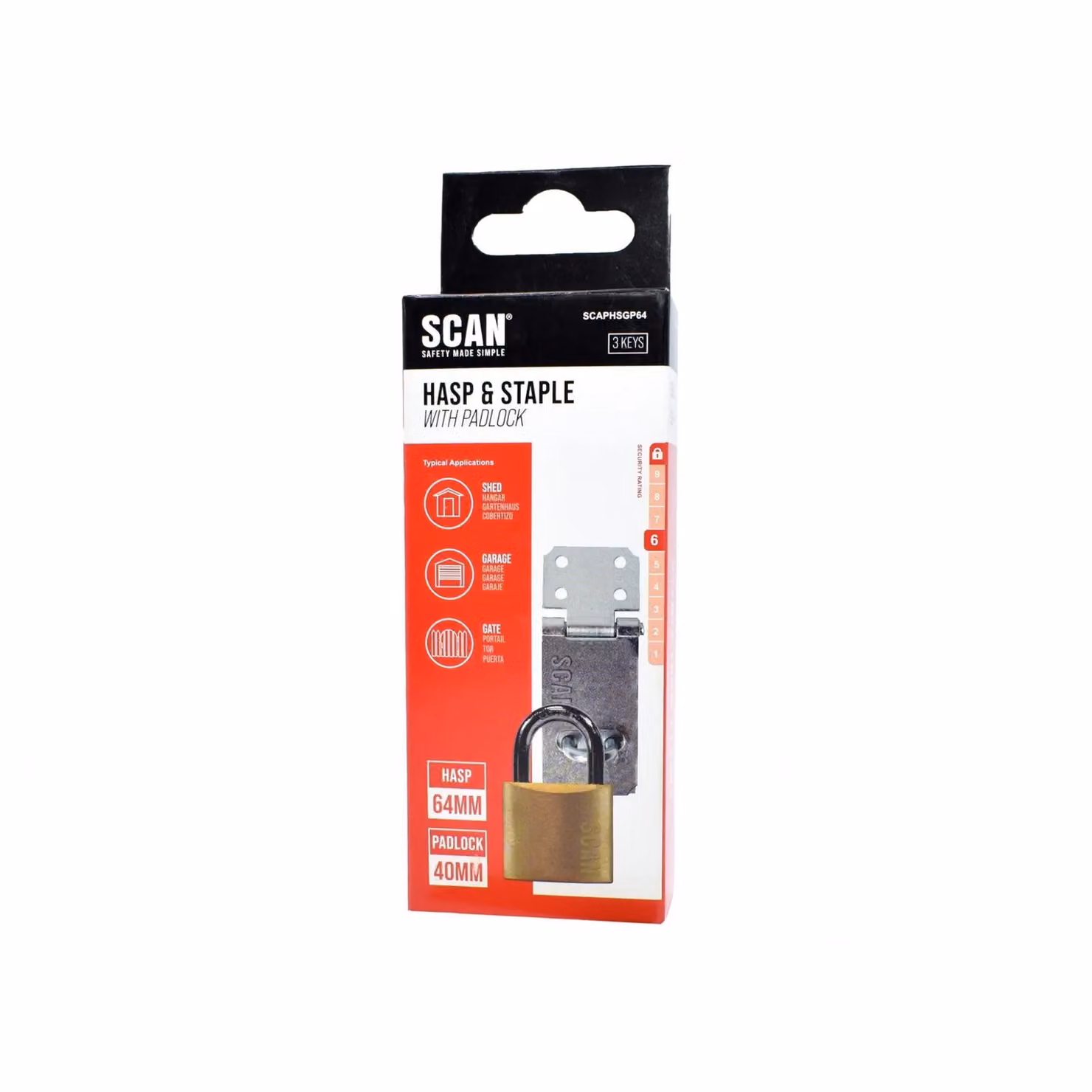Scan Brass Hasp and Staple Padlock with Key in Silver and Multicolour – 2