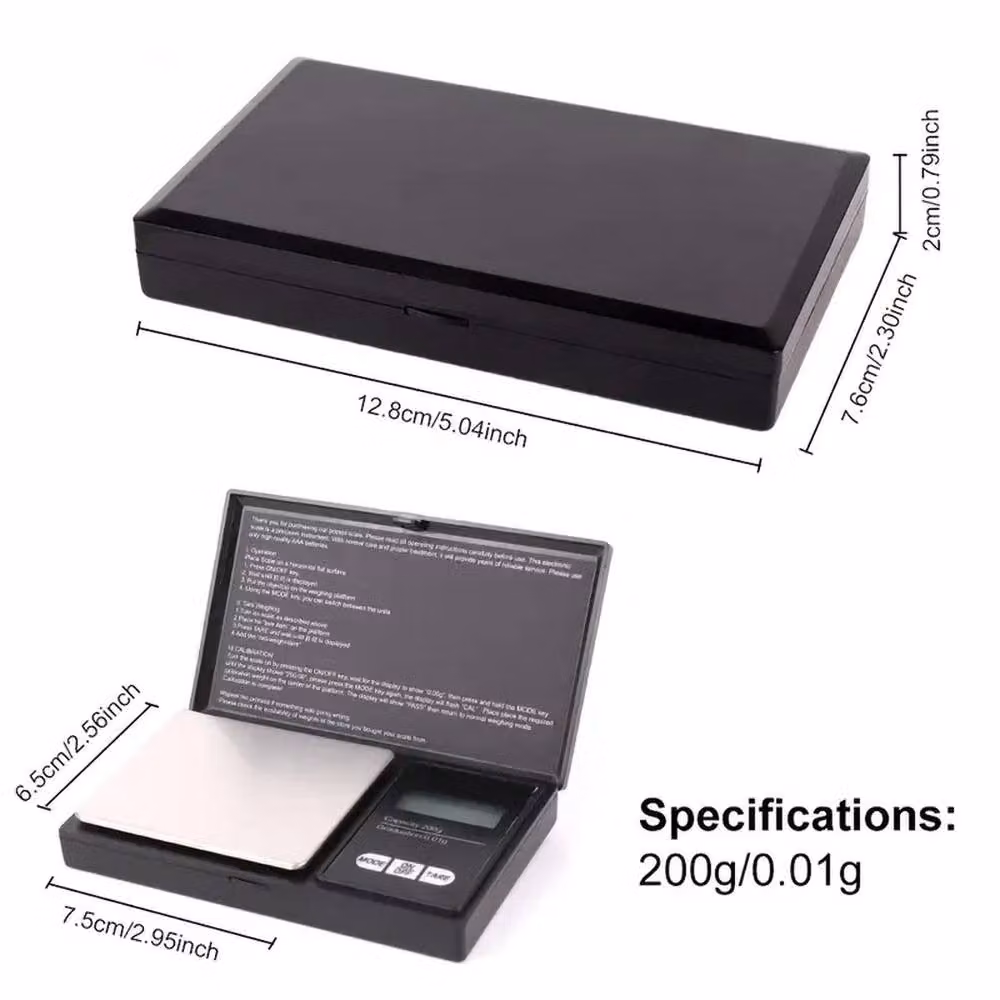 NESTLUNE Mini Pocket Digital Precision Scale, 0.01g-200g, Black, W/D/H: 100 x 100 x 100 mm – 2