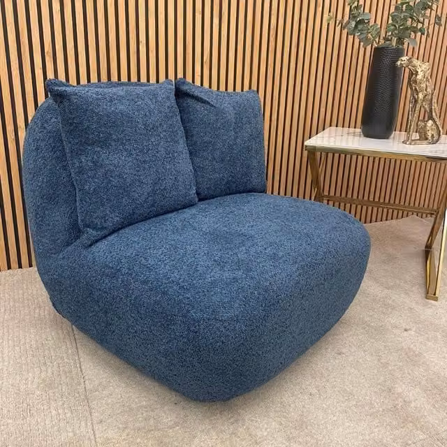 Stratus Interiors Modern Miami Blue Bouclé Swivel Lounge Accent Chair – 1