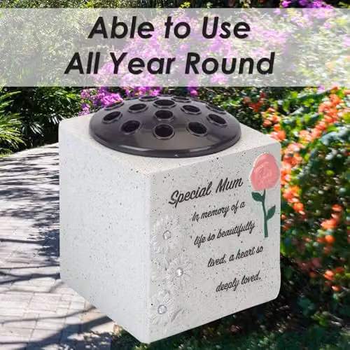 VFM e-Store Memorial Ornament Flower Pot Planter, Grey, W: 14 cm, D: 13.5 cm – 4