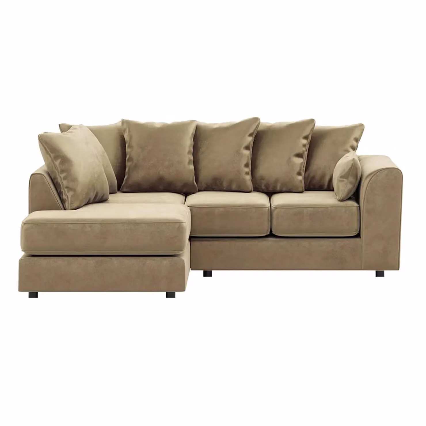 Furnishings For Less UK Brooklyn L Shaped Corner Sofa, 3 to 4 Seater, Left Hand Facing, Beige Plush Velvet – 2