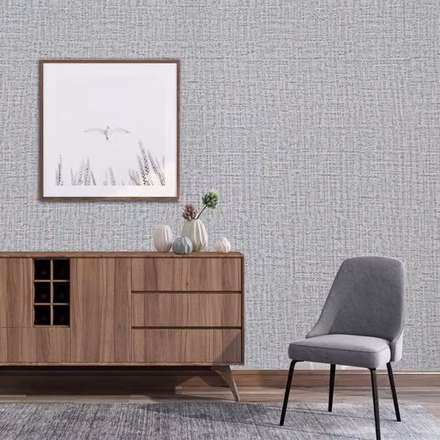 Livingandhome Grey Self-adhesive Vinyl Wallpaper with Modern Abstract Plain Pattern