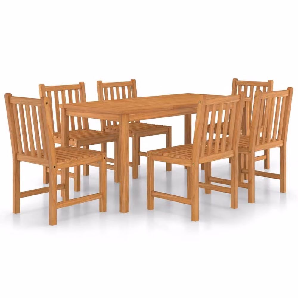 Berkfield Home 7 Piece Classic Garden Dining Set in Brown Solid Teak Wood – 2
