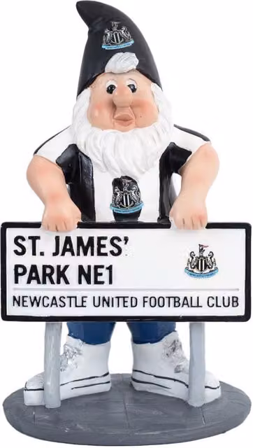 Newcastle United FC Street Sign Garden Gnome in White and Black Plastic Tabletop Decor