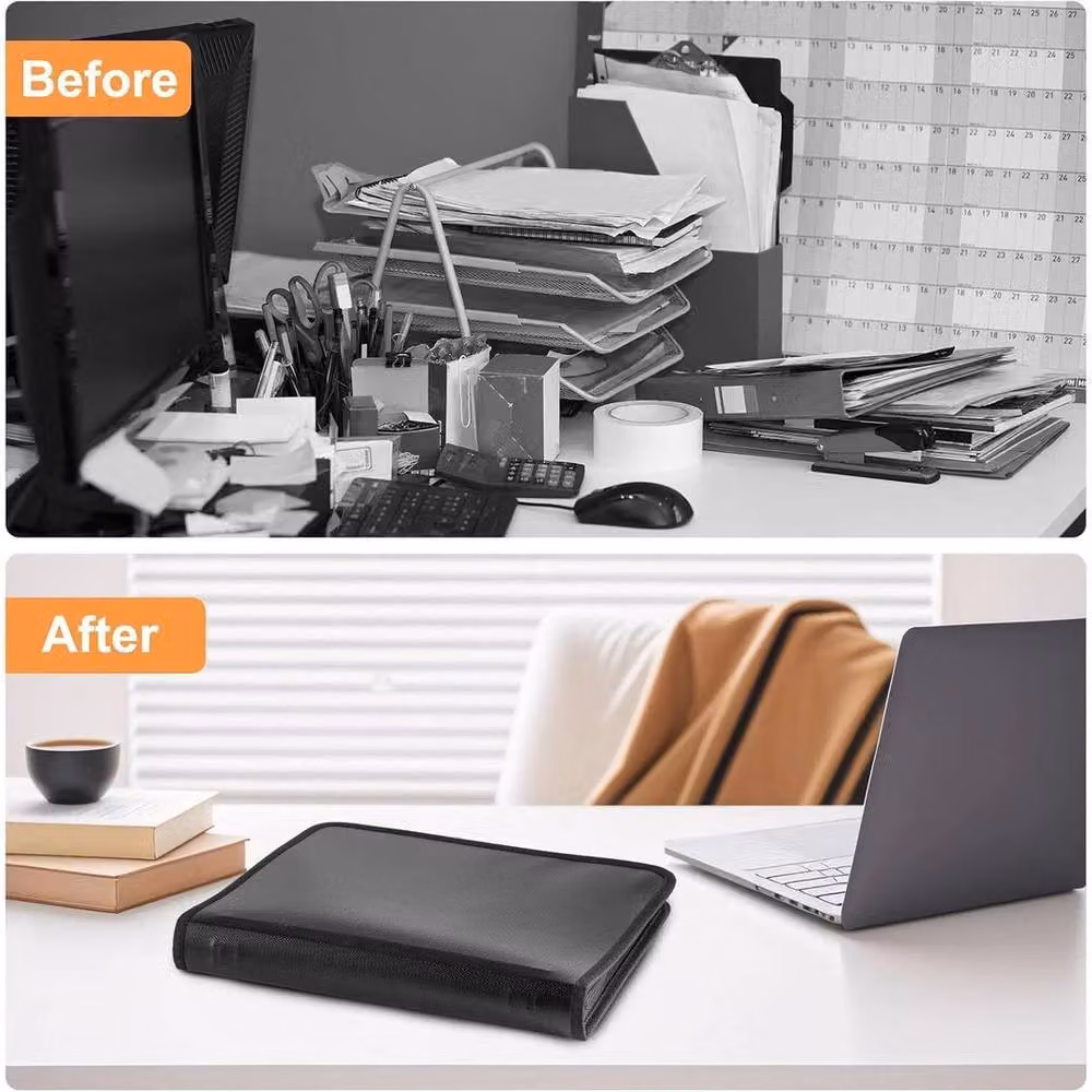Hinsinc Transparent Lockable Fireproof A4 Document Storage Box in Black – 4