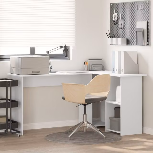 Berkfield Home White Modern Computer Desk in Matt Engineered Wood W/D/H: 140 x 60 x 100 cm – 1