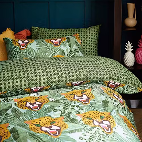 Riva Home Untamed Reversible Polycotton Duvet Cover and Pillowcase Set, Green, W/D/H: 180 x 200 cm, Pillowcase: 50 x 75 cm – 2