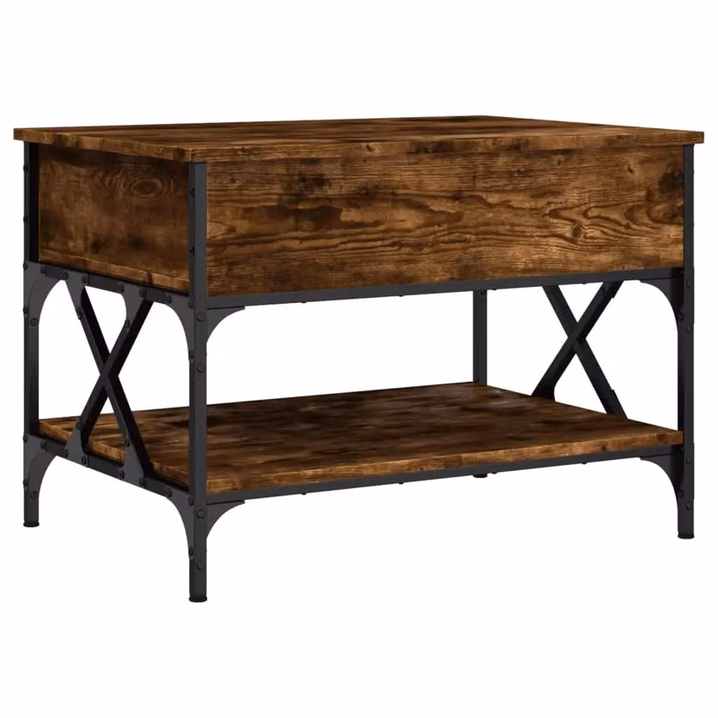 Berkfield Home Industrial Coffee Table in Smoked Oak and Brown, W/D/H: 70 x 50 x 50 cm – 2