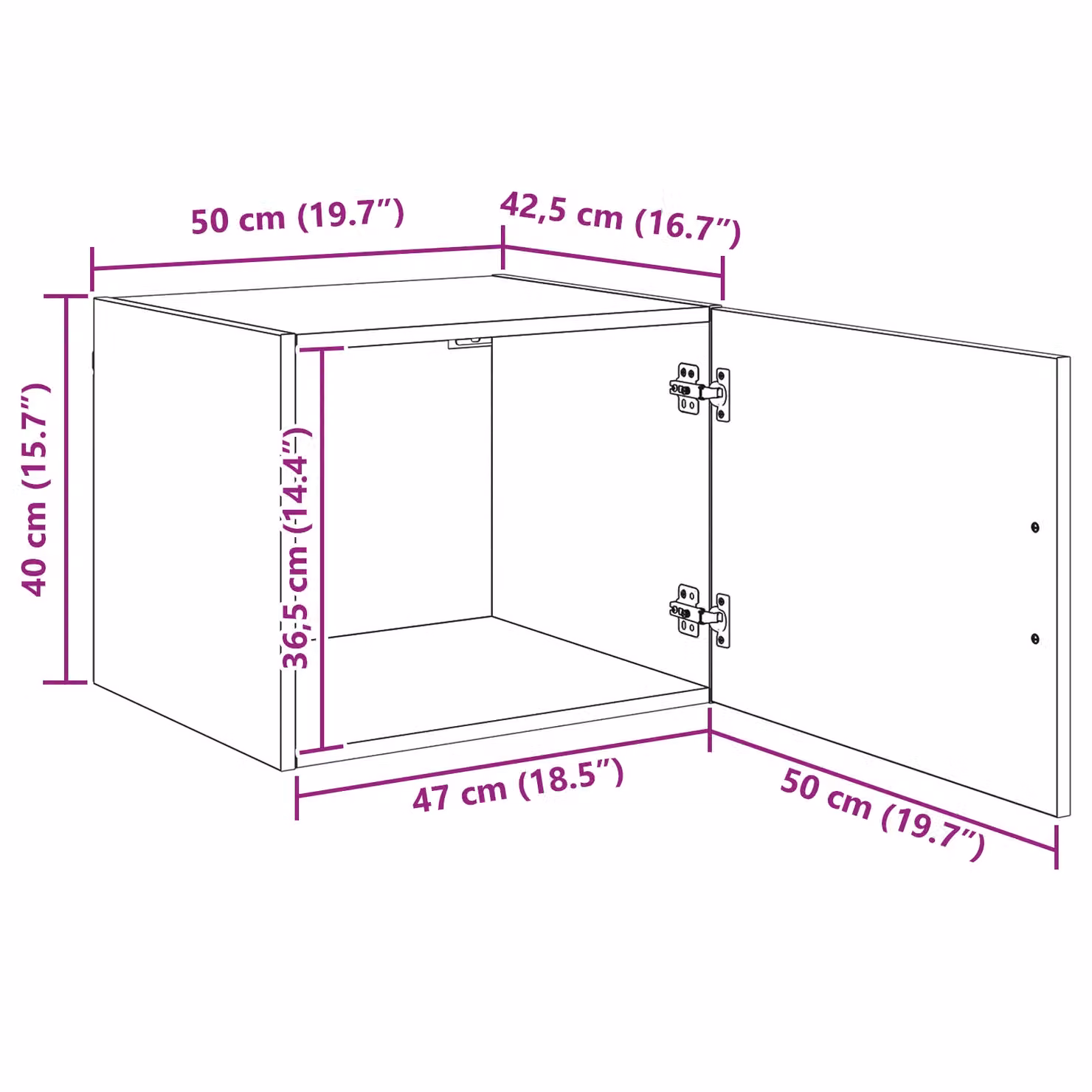 Berkfield Home Wall Mounted Cabinet in Black Oak, W: 50 cm, D: 42.5 cm, H: 40 cm – 7