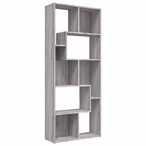 vidaXL Grey Sonoma Book Cabinet in Engineered Wood W/D/H: 67 x 24 x 161 cm – 1