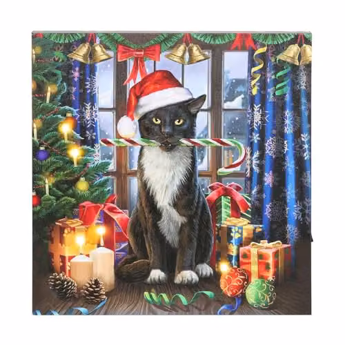 KDMD Lisa Parker Krampuss Christmas Light Up LED Canvas Illustration in Multicolour and Black, W/D/H: 30 x 30 x 1 cm
