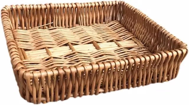 Red Hamper Rectangular Brown Wicker Rattan Shallow Tray, Width: 25 cm