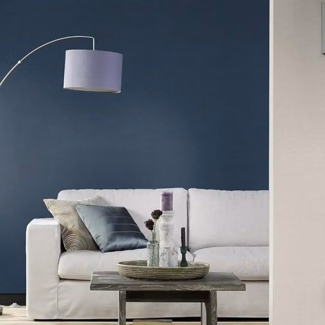 Rasch Denzo Linen Effect Textile Wallpaper in Blue