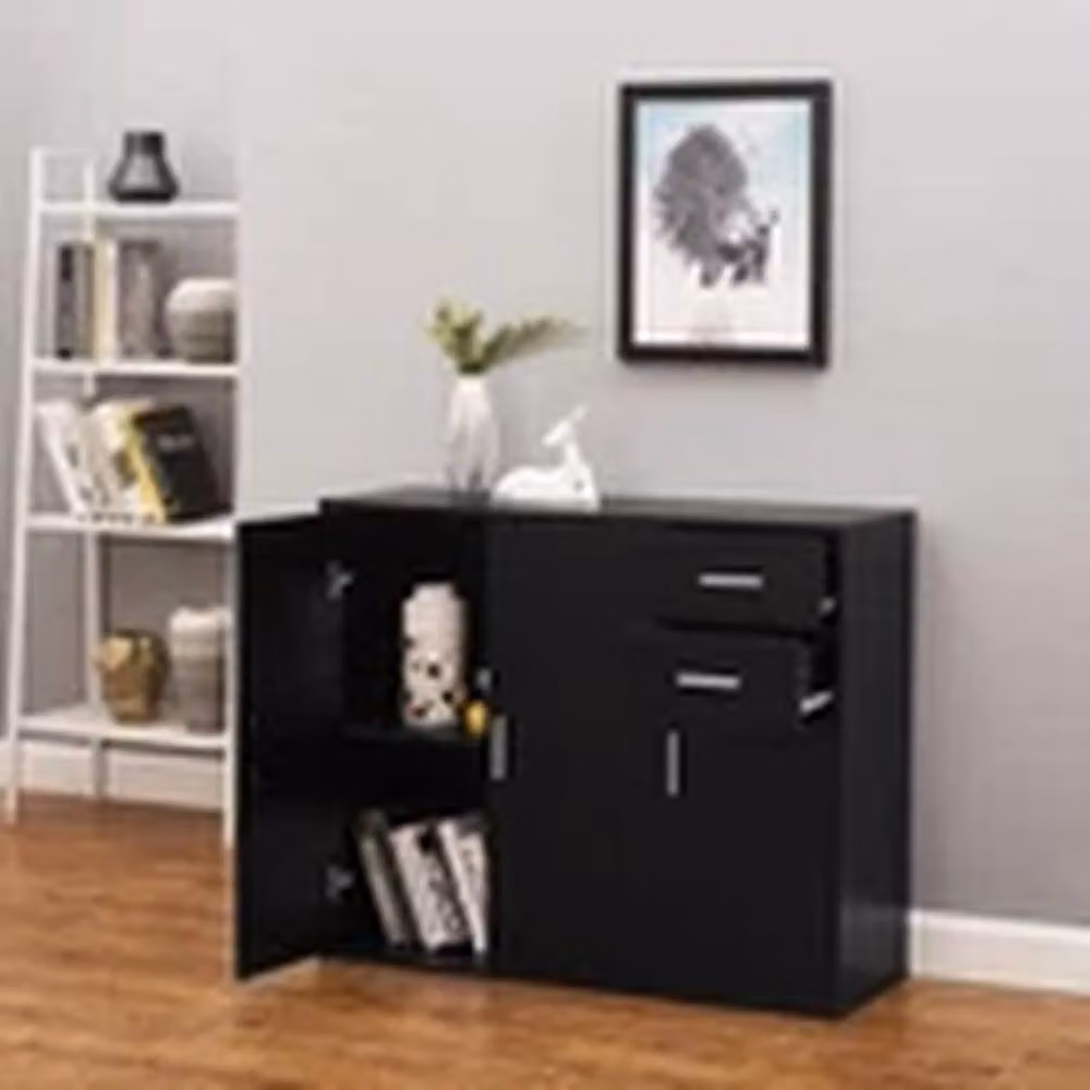 EONLION Modern Black Wooden Sideboard Cabinet Storage Unit – 2