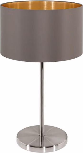 Loops Table Lamp with Gold Fabric Shade and Metal Base, E27 60W