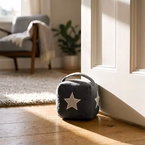 Nicola Spring Herringbone Fabric Door Stop, Star, Grey – 2