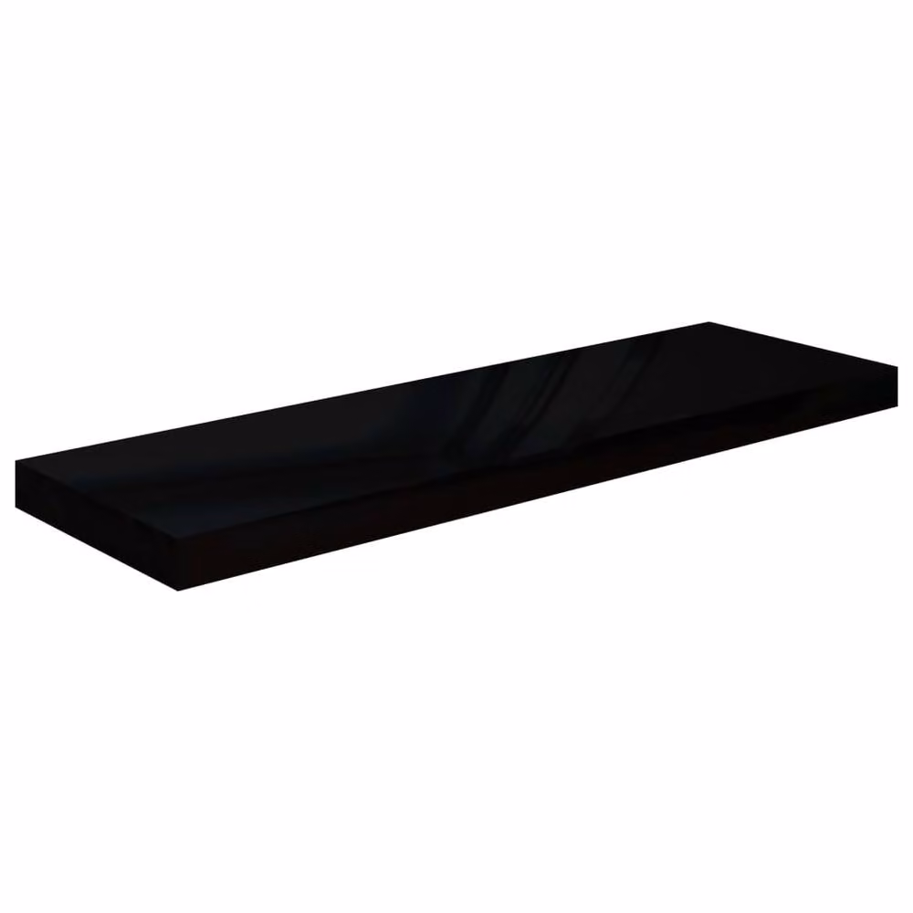 Berkfield Home Set of 2 High Gloss Black Floating Wall Shelves, W: 80 cm, D: 23.5 cm, H: 3.8 cm – 3