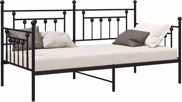 Berkfield Home Modern Metal Daybed Frame in Black, W/D/H: 107 x 113 x 208 cm