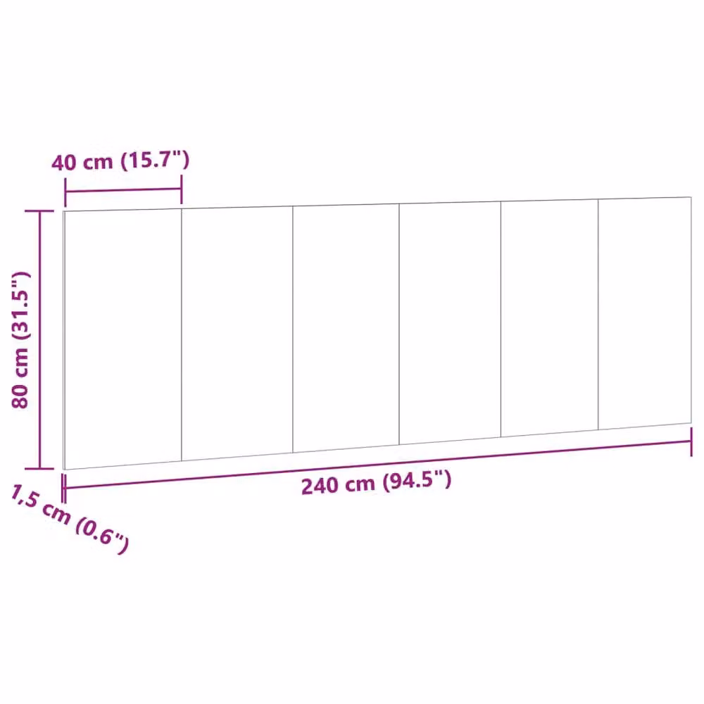 Berkfield Home Wall Headboard in Old Wood Brown, W: 240 cm, D: 1.5 cm, H: 80 cm – 4