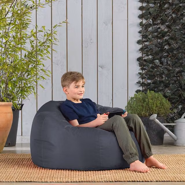Bean Bag Bazaar Grey Childrens Bean Bag with Removable Cover and Refill Opening – 3