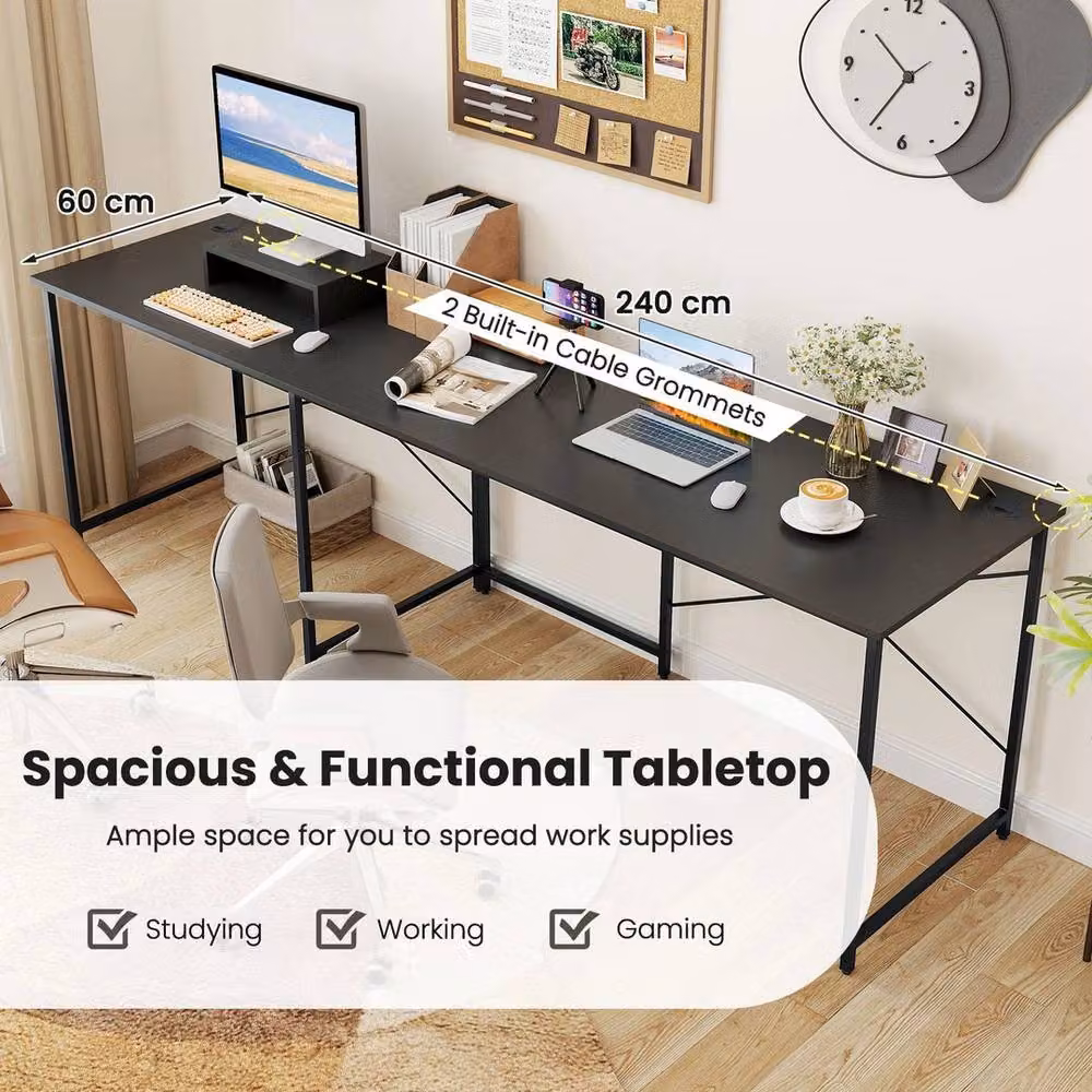 EONLION Black L-Shaped Corner Computer Desk – 3