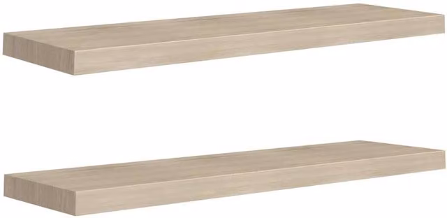 Berkfield Home Floating Wall Shelves, 2 Piece Set in Light Oak, W: 90 cm, D: 23.5 cm, H: 3.8 cm – 1