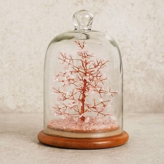 Serenity Rose Quartz Gemstone Dome Tree in Pink – 1