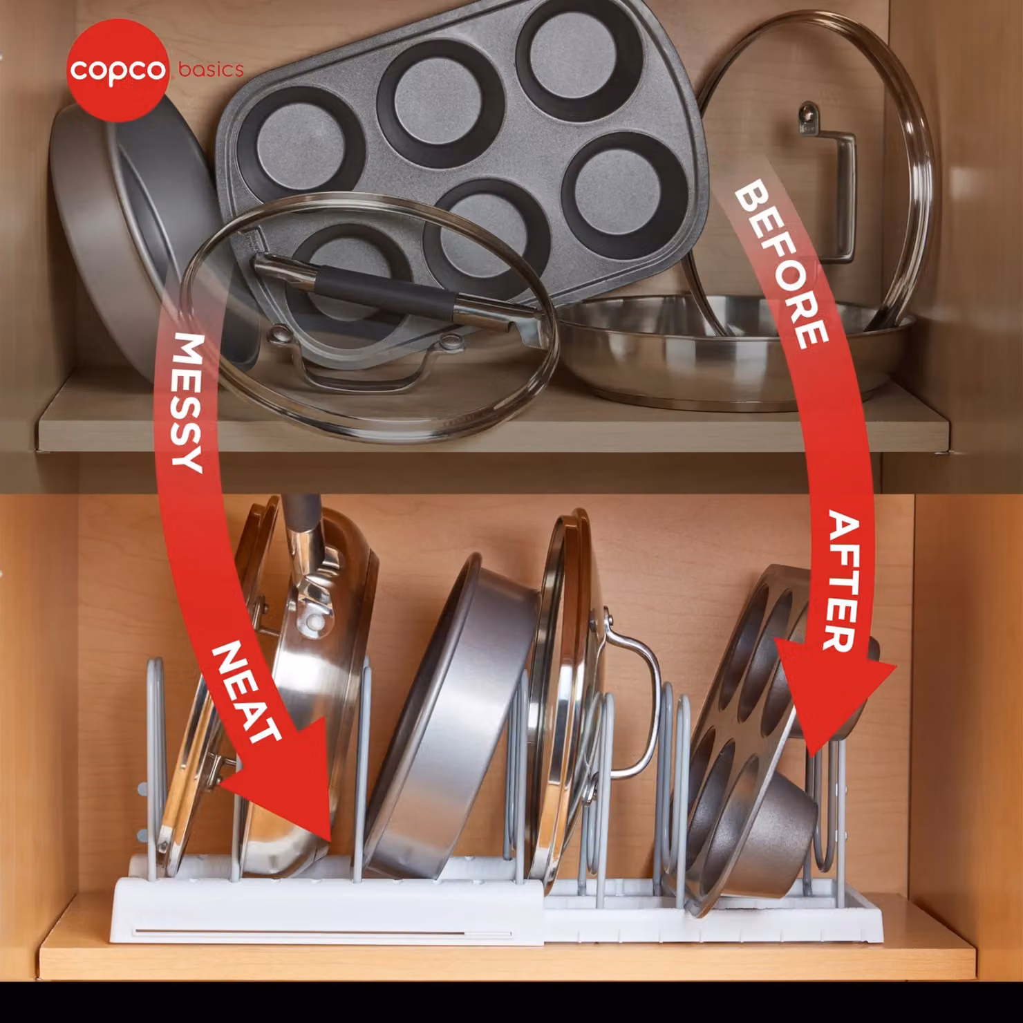 Copco Expandable White Pot Lid Organiser with 8 Adjustable Compartments – 5
