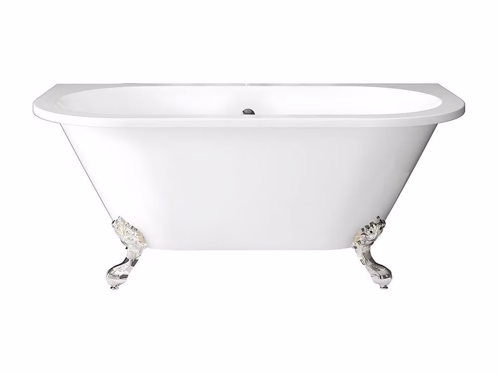 Vente-unique Retro Oval Free-standing Bathtub with Feet in White, W/D/H: 150 x 74 x 61 cm – 2