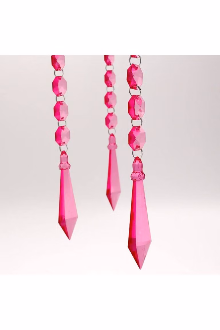 KDMD Pink Ensiform Prism Geometric Hanging Christmas Garland Decoration