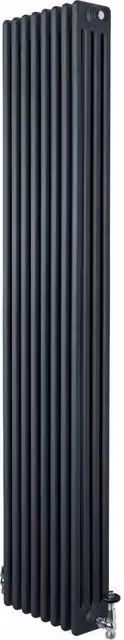 Monstershop Traditional 4 Column Steel Radiator and Valves, Anthracite Grey, H 180 cm x W 38 cm – 1