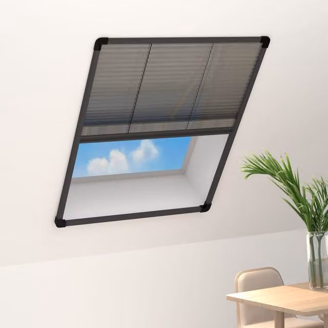 Berkfield Home Pleated Insect Screen for Windows, Aluminium, Anthracite and Black, W: 80 cm, H: 100 cm
