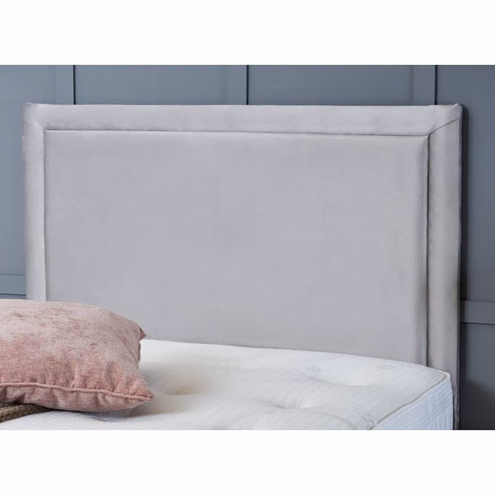 BSSPOKE Ella Ottoman Divan Bed in Silver Plush Velvet with 54 inch Headboard, W/D/H: 90 x 190 cm – 2