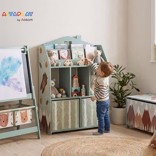 AIYAPLAY Kids Bookshelf and Toy Storage Unit in Green – 2